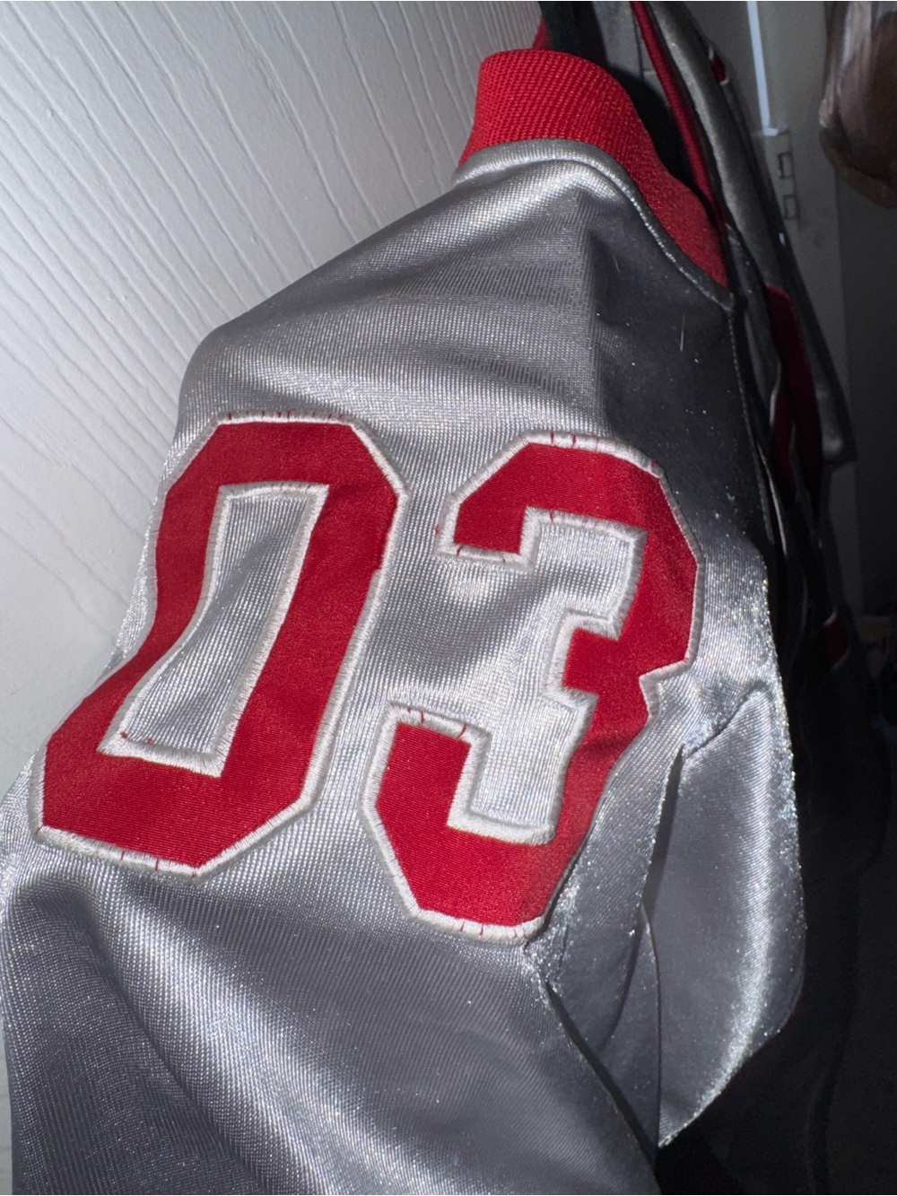 BIG N’D Official Men’s XL Football Jersey #03 Silver Red Y2K Sports Jersey - Picture 6 of 13